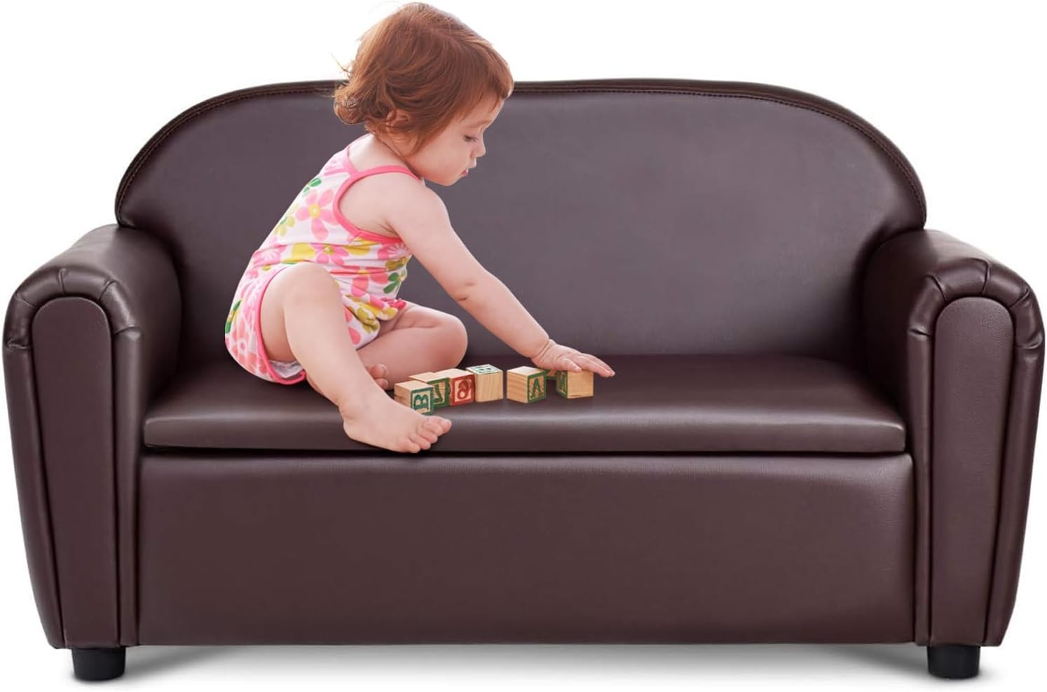 Kids Couch, 1 Double Seat Children's Sofa w/Under Seat Stora, PU