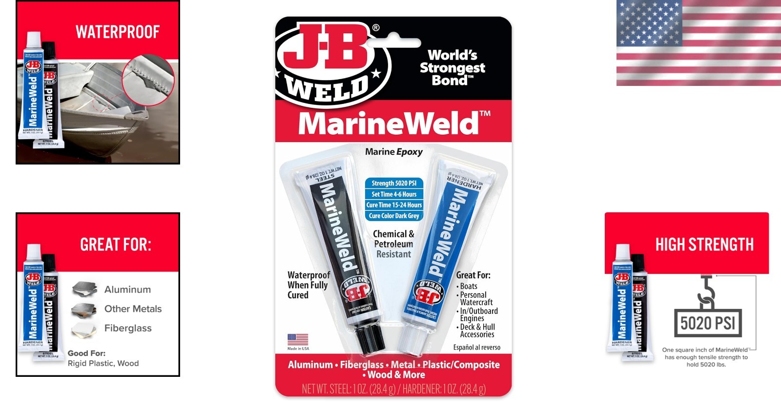 8272 MarineWeld Epoxy - Fast Curing, Waterproof Marine Repair Solution