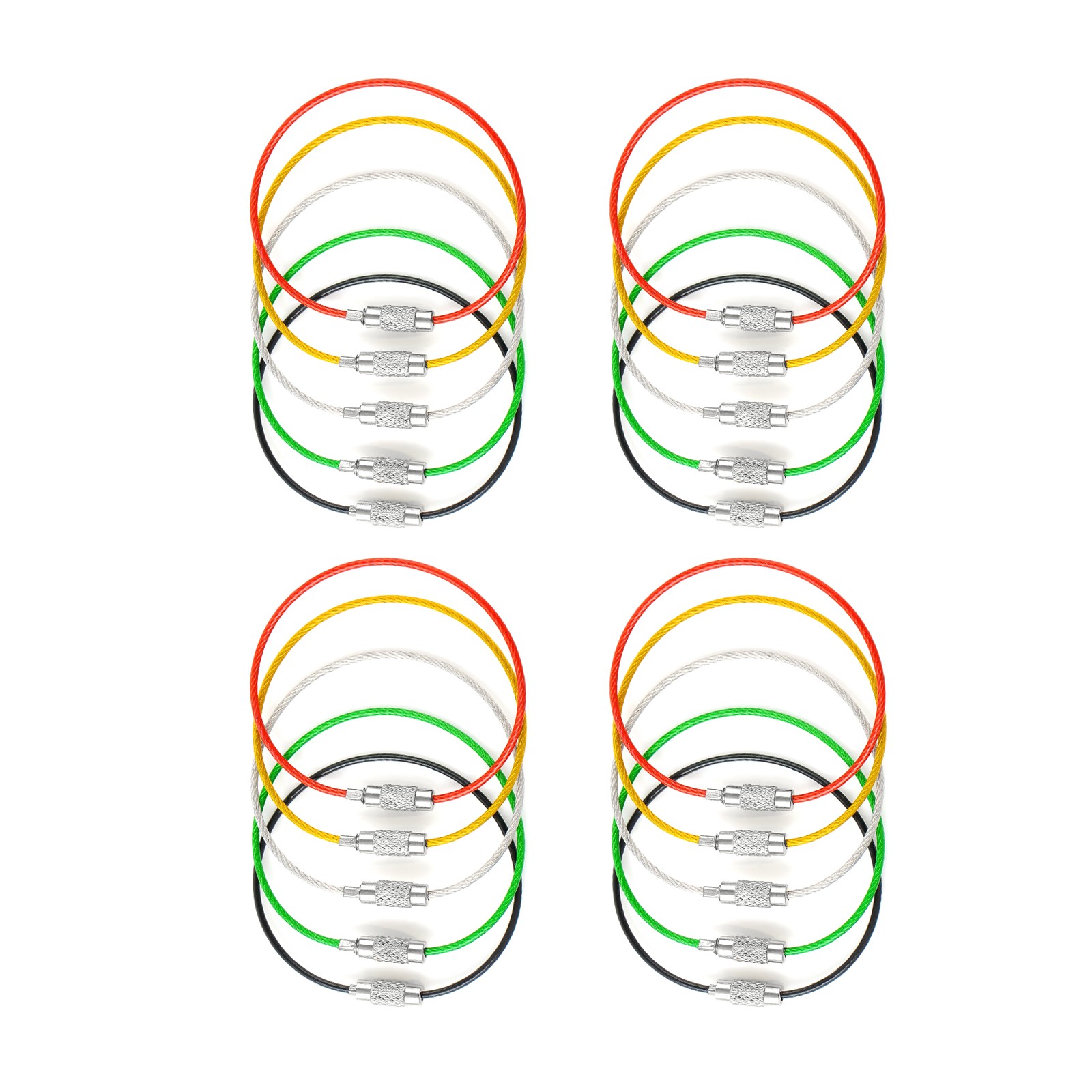 20x 1.5mm Screw Locking Wire Keychain Cable Rope Key Holder Keyring Chain Ring G
