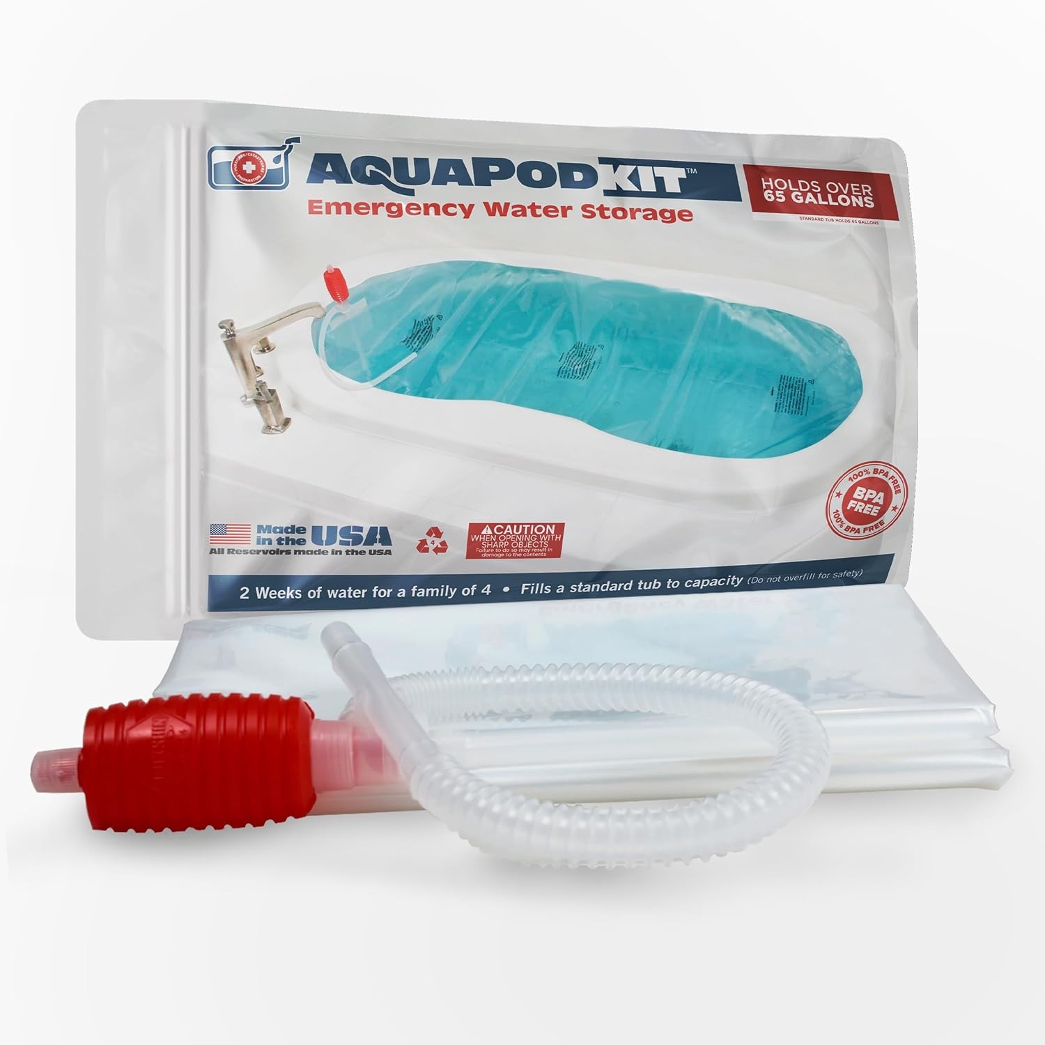 USA Made Emergency Bathtub Water Storage Bladder 65-100 Gallon Capacity