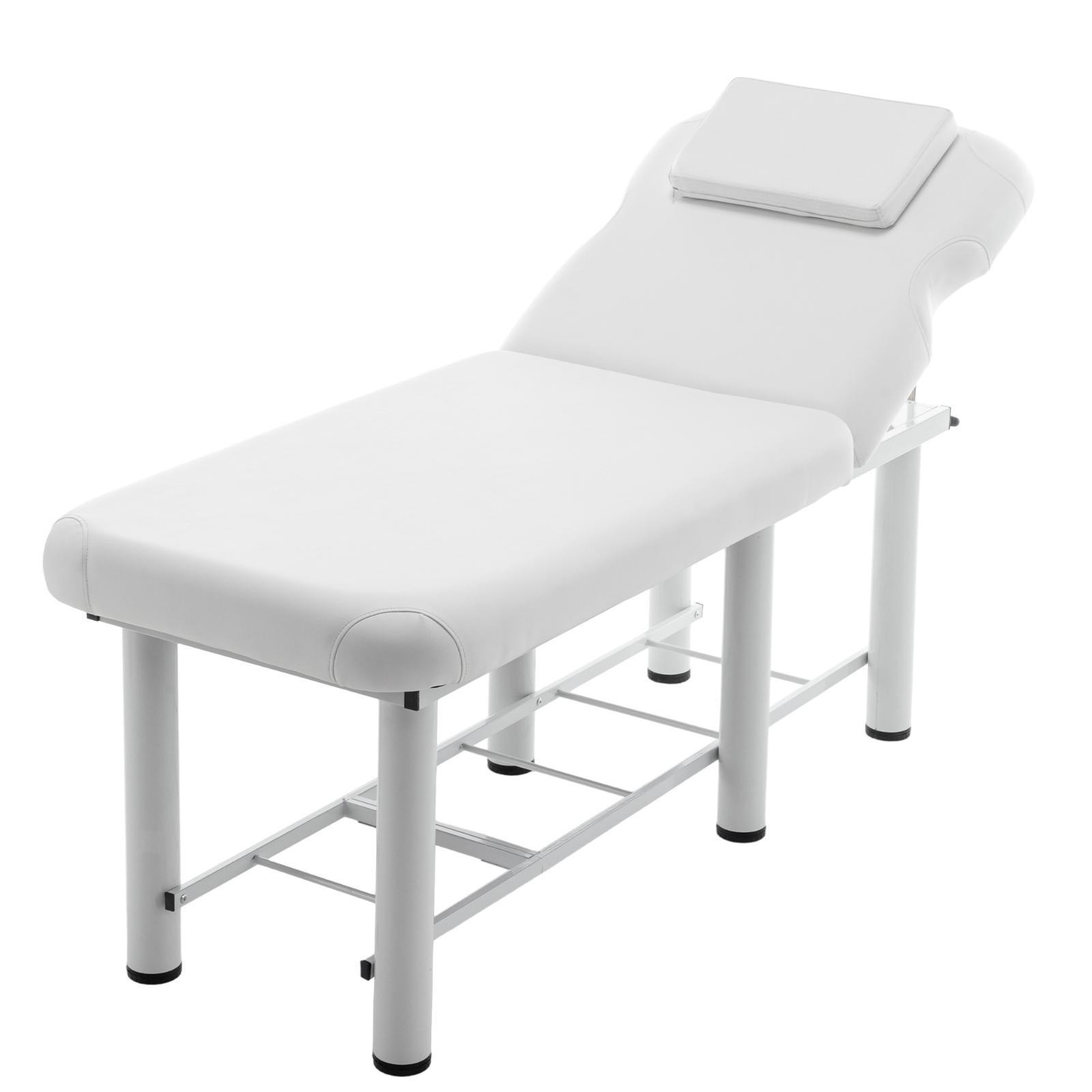 Luxury White Massage Bed with Sturdy Steel Frame, Waterproof PU Leather &