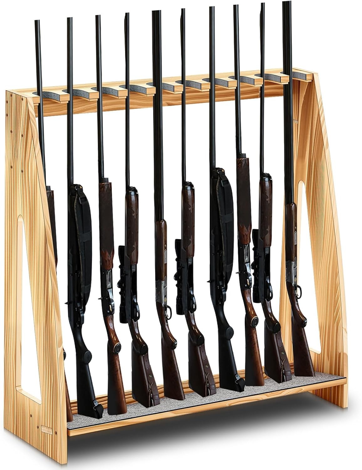Indoor Gun Racks Floor Standing Rifle Rack Wooden Freestanding Vertical Shotgun