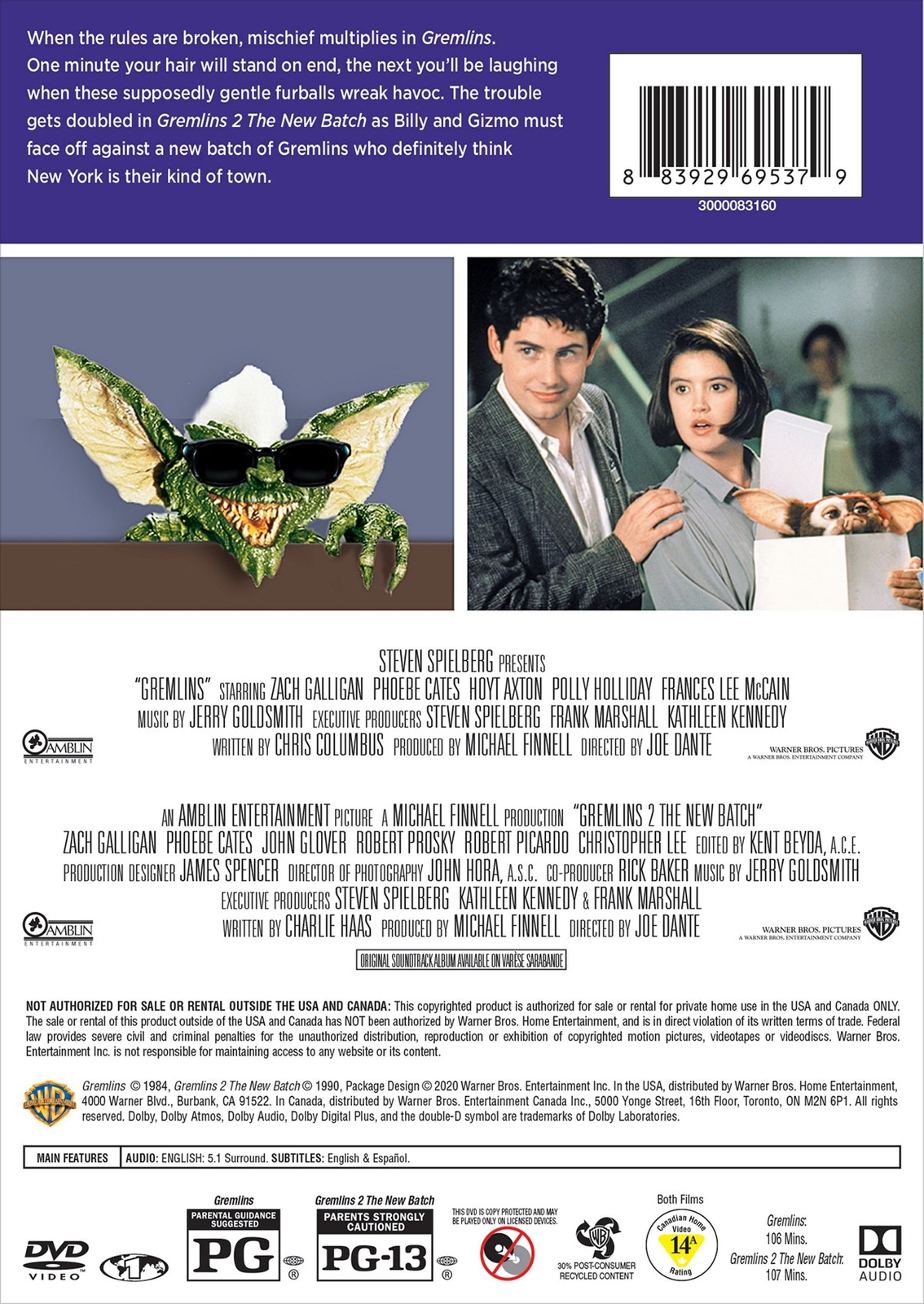 Gremlins / Gremlins 2 DVD NEW