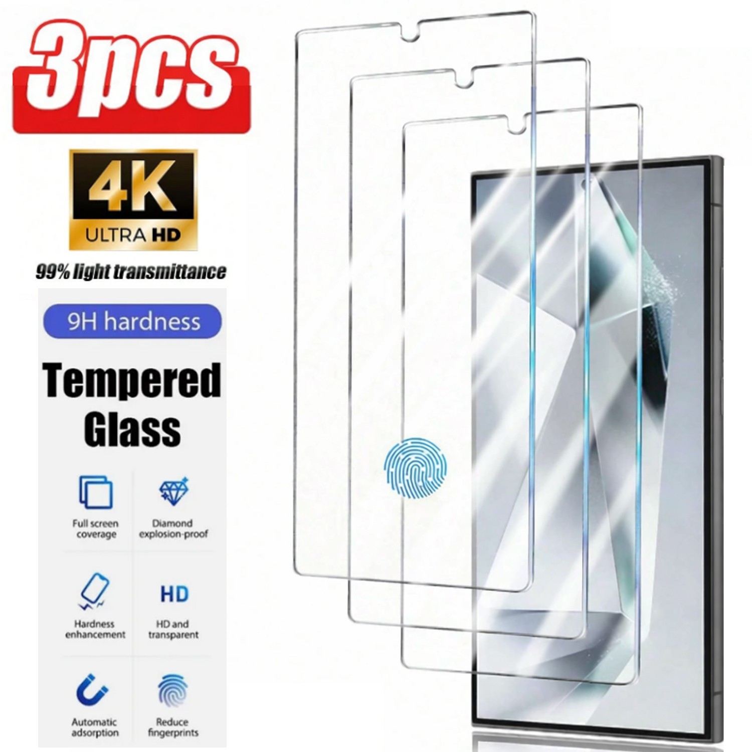3 Pack Tempered Glass Screen Protector For Samsung Galaxy S25 Ultra S24 Plus S24