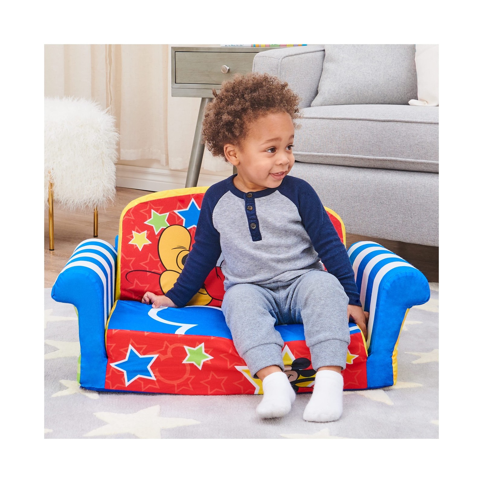 Marshmallow Furniture Kids Sofa, 2-in-1 Flip Open Foam Couch and Bed, Mickey ...