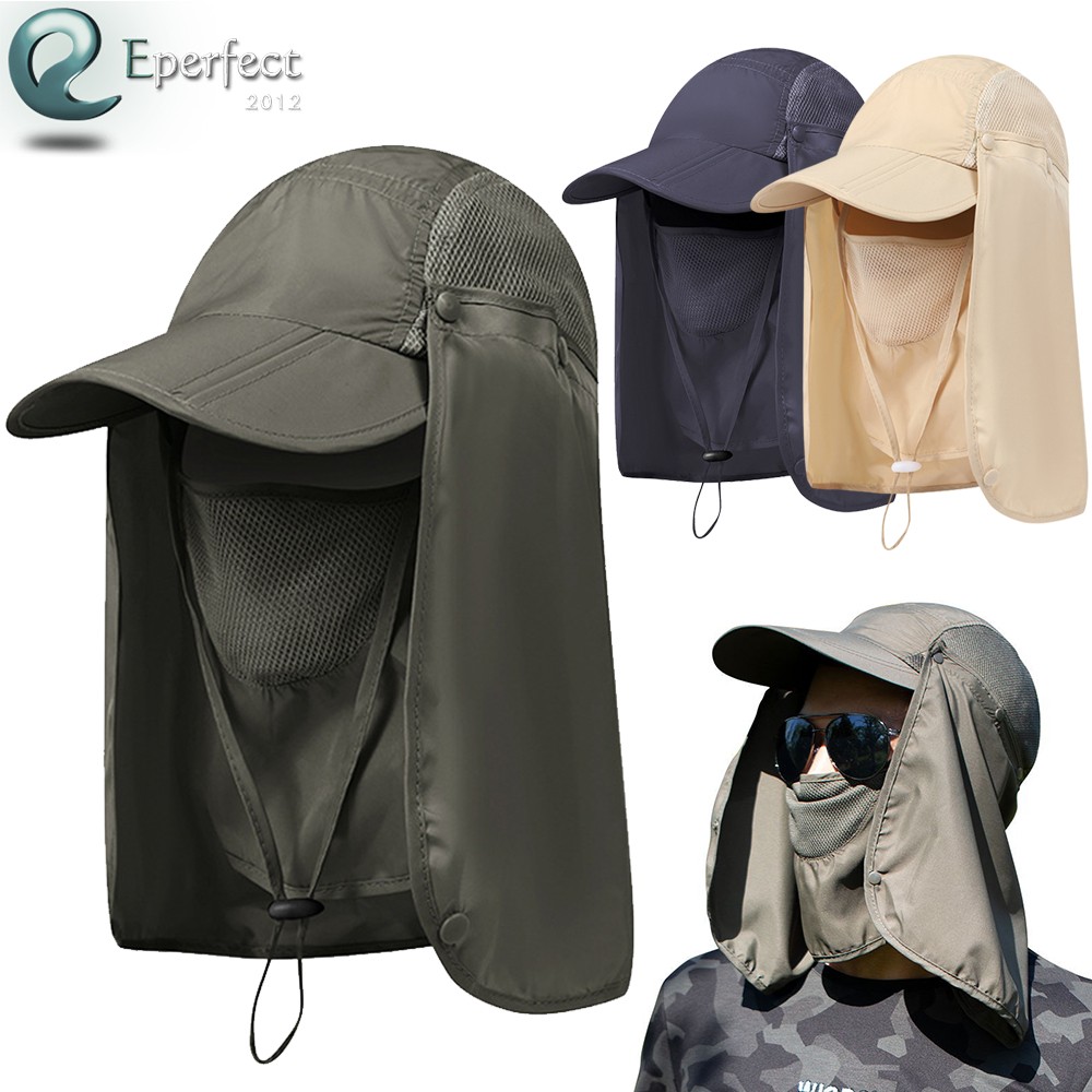 Unisex Sun Hat with Ear Neck Flap Face Cover Fishing Safari Cap UV Protection
