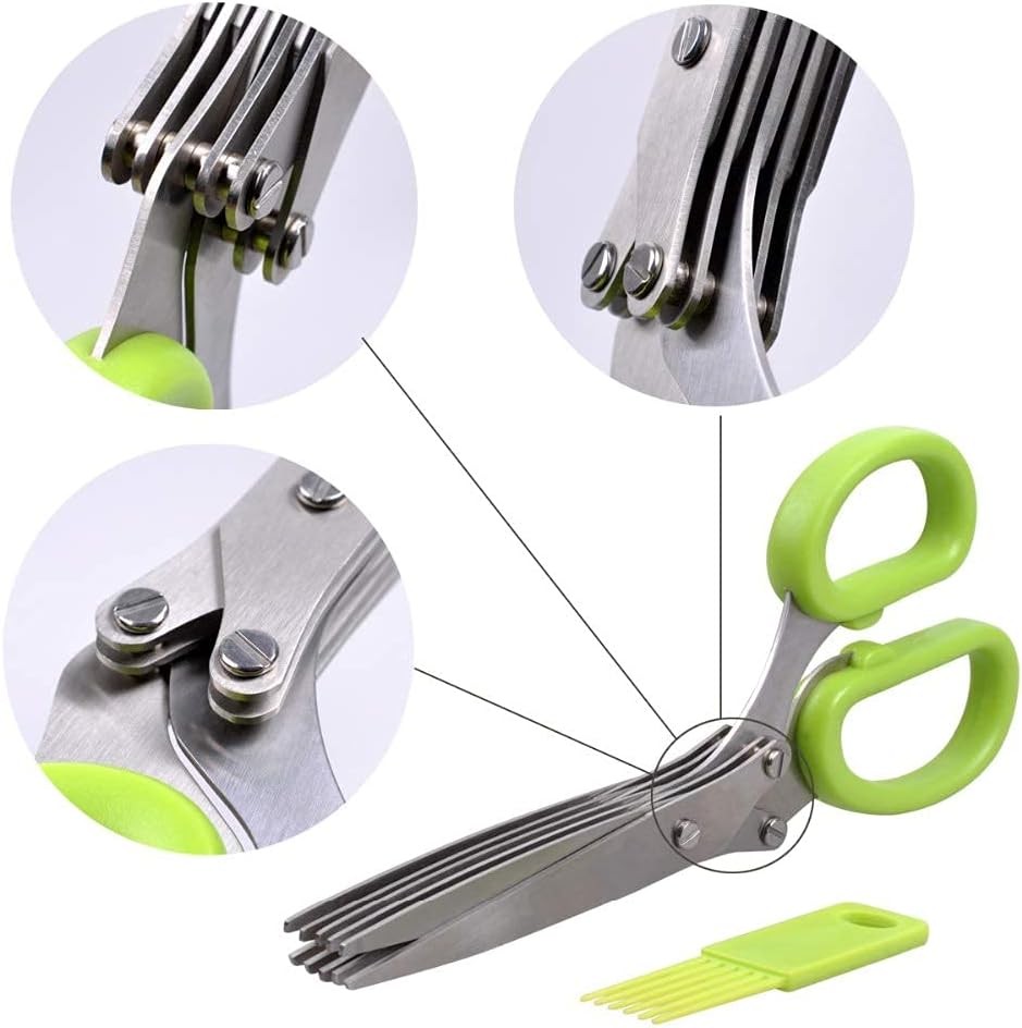 3Pack Stainless Steel 5 Blade Professional Shredding Scissors Sharp Kitchen Tool