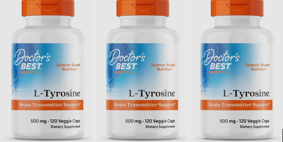3X Doctor's Best L-Tyrosine, Brain/Br Function, 500 mg- 120 Caps EXP 02/2027