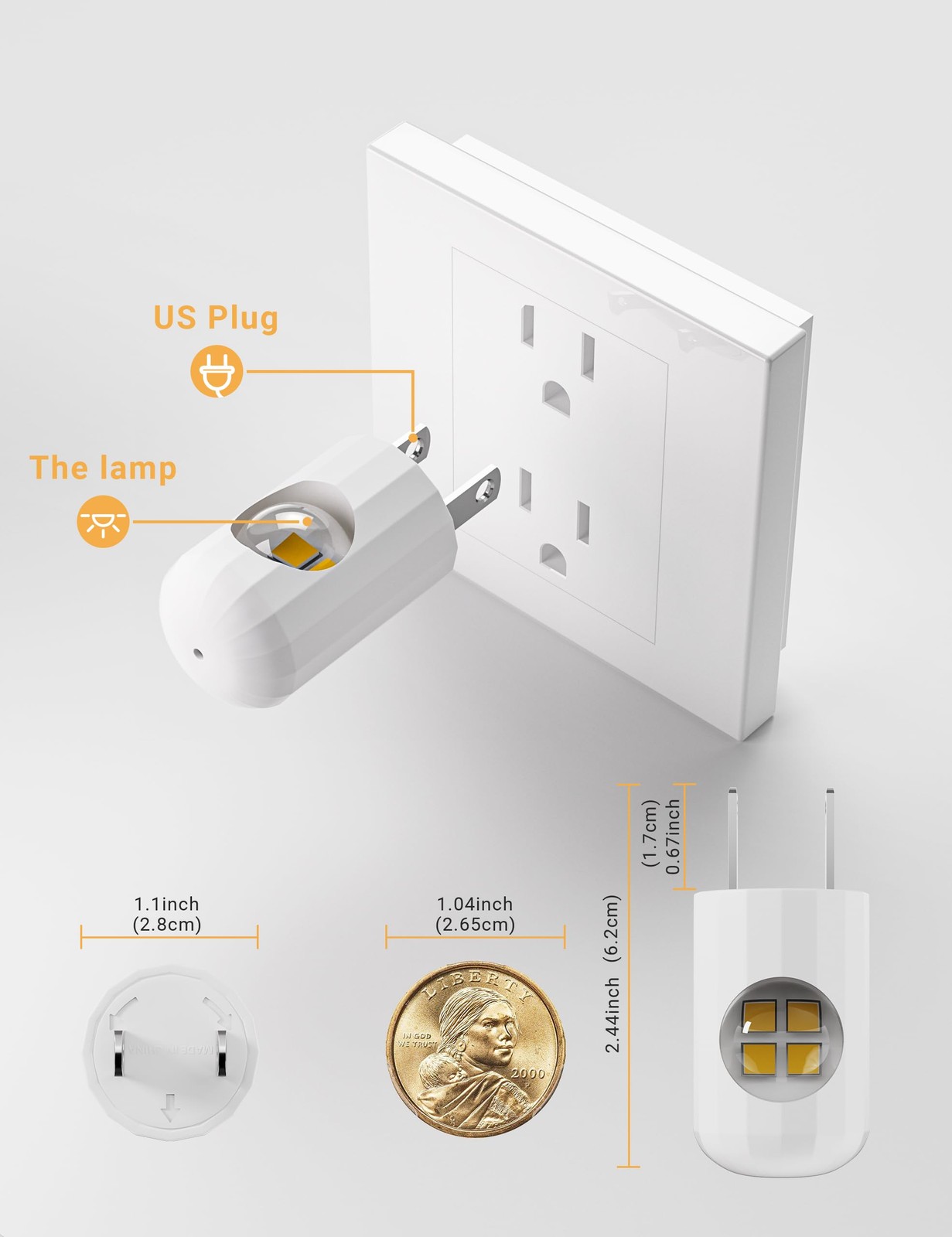 6 Pack LED Night light plug into wall Plug in Night Light, Automatic Dusk to ...