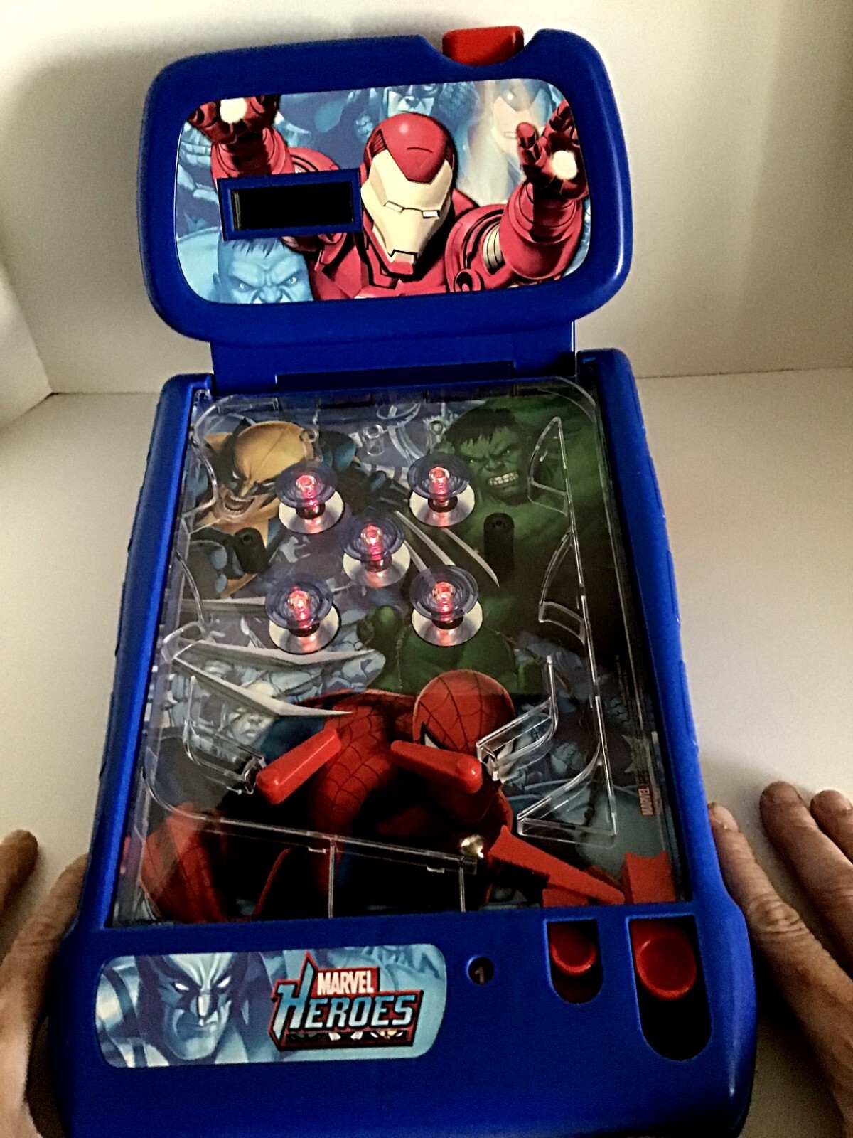 Marvel Heroes Tabletop Pinball Machine With Flashing Lights, Sounds, & Music