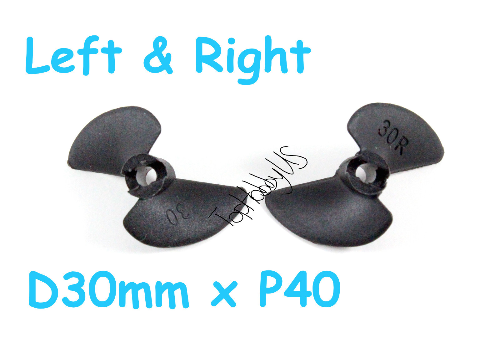 2Pairs  D30xP40 2-Blade RC Boat Left&RightPropeller for 1/8"Shaft (US SELL SHIP)