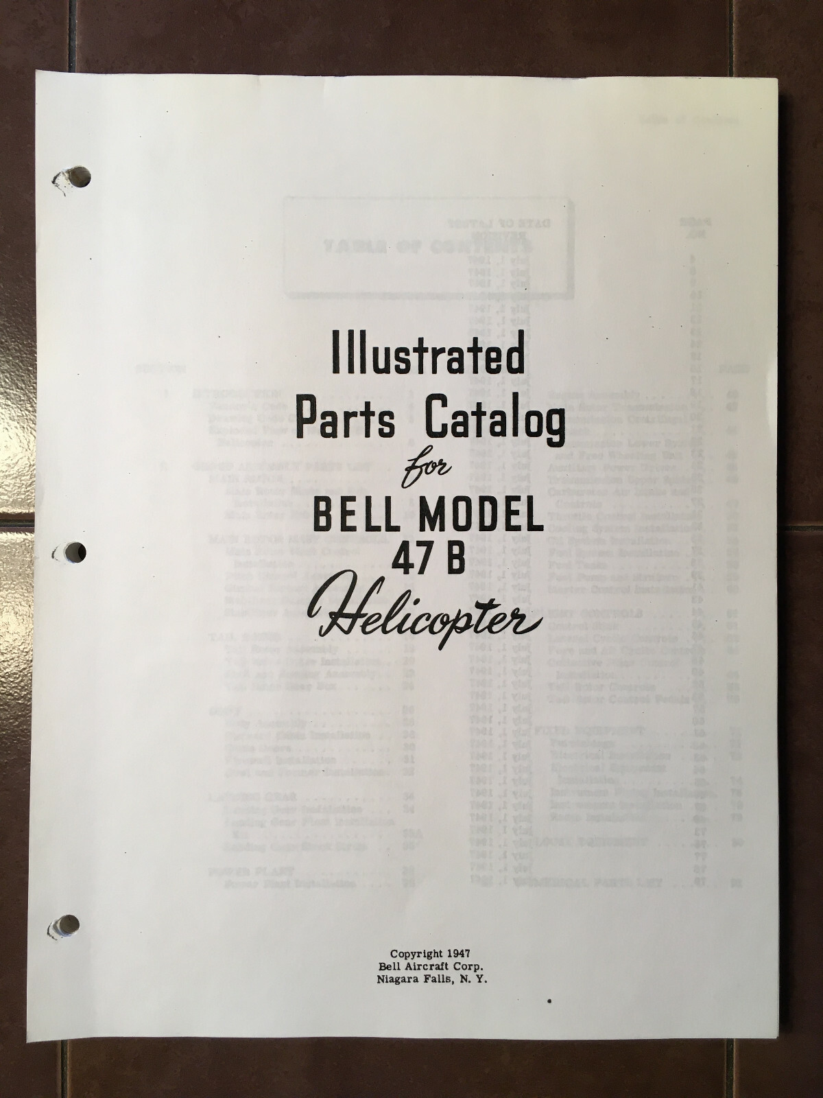 Bell Helicopter 47B Parts Manual