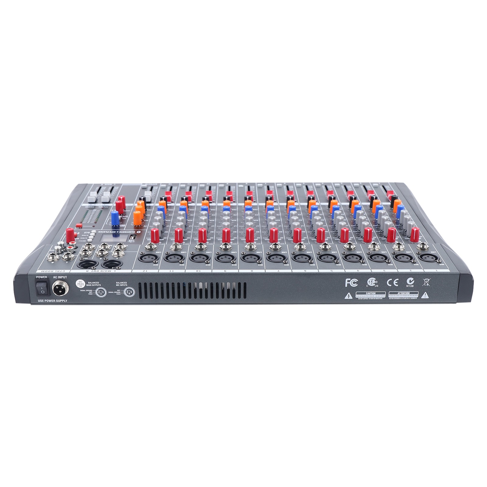 12 Channel Audio Mixer Bluetooth USB DJ Sound Mixing Console Amplifier Studio