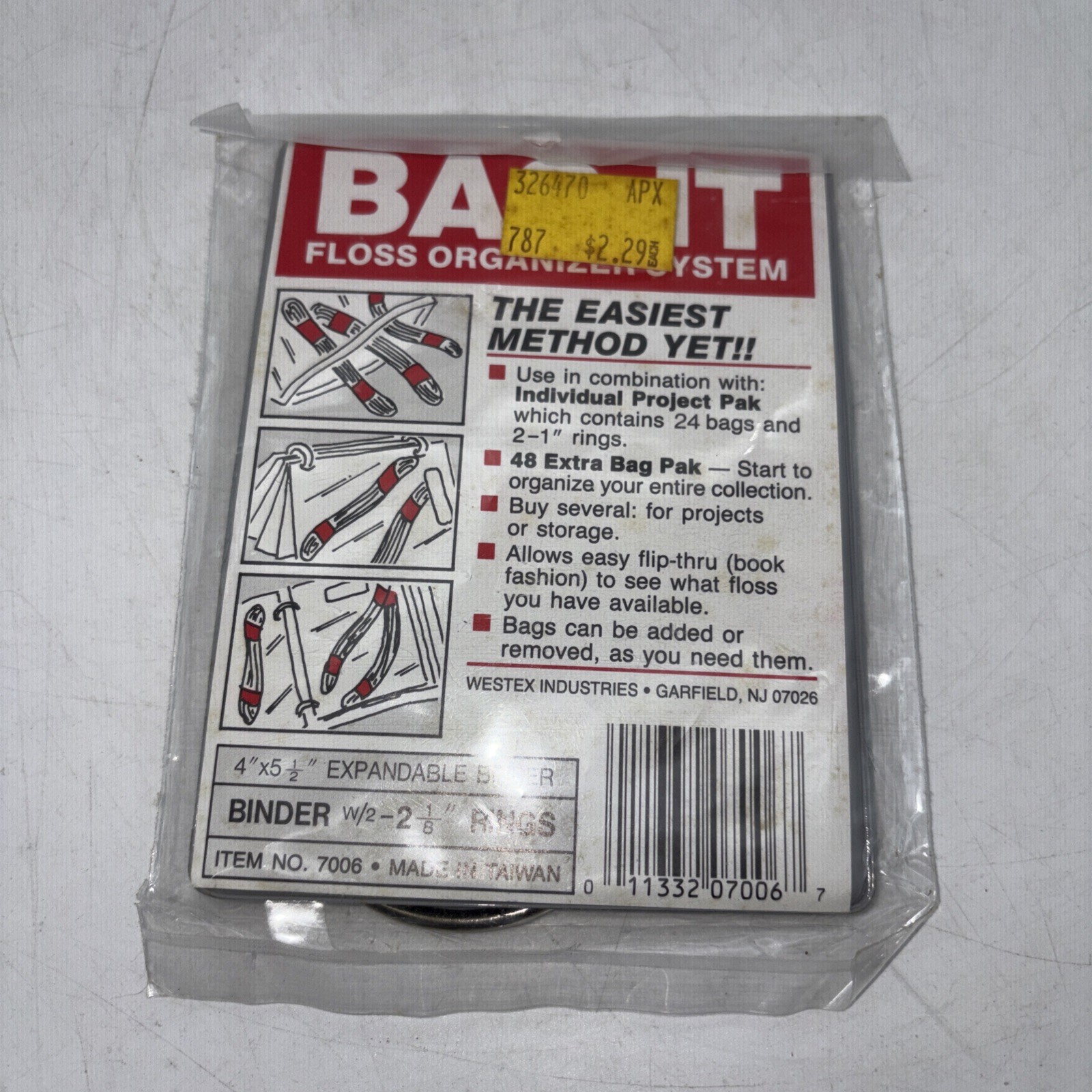 Bag-It Floss Organizer System Binder, 24 Bags and 2 x 2 1/8" Rings #7006