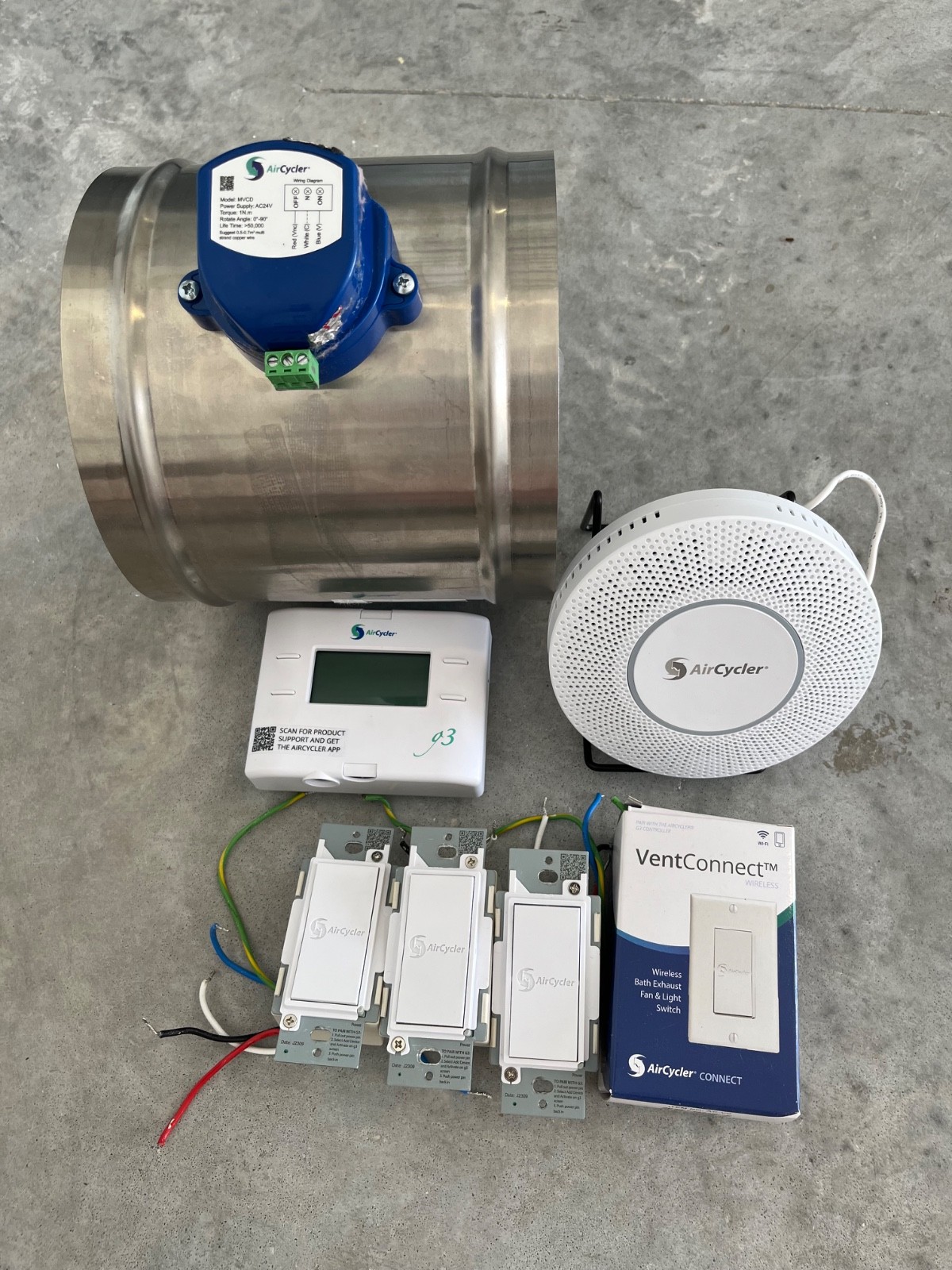 AirCycler G3 Vent Connect Fan Switches 8" Fresh Air Damper Air Quality Sensor
