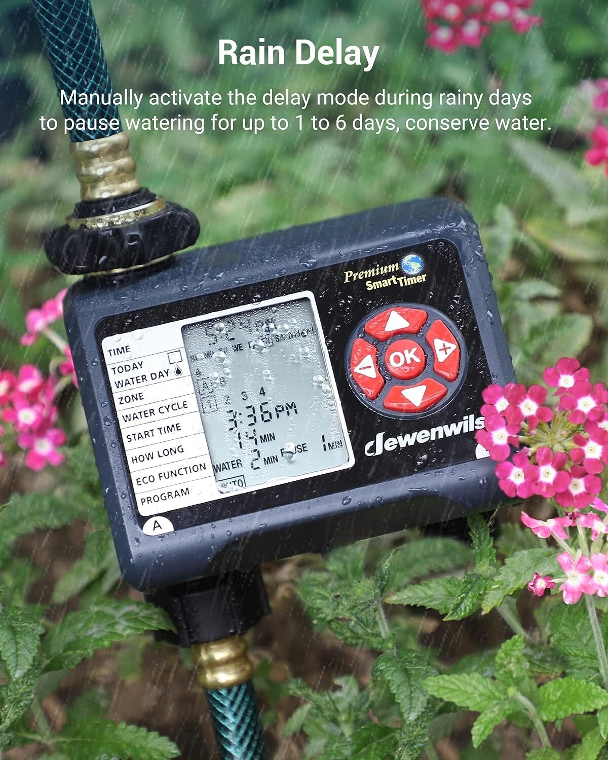 DEWENWILS Sprinkler Timer 2 Zone, Water Timer for Garden Hose, Programmable Hose