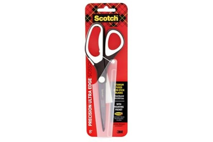 Scotch 8" Precision Ultra Edge Bent Titanium Non-Stick Scissors, Ideal for