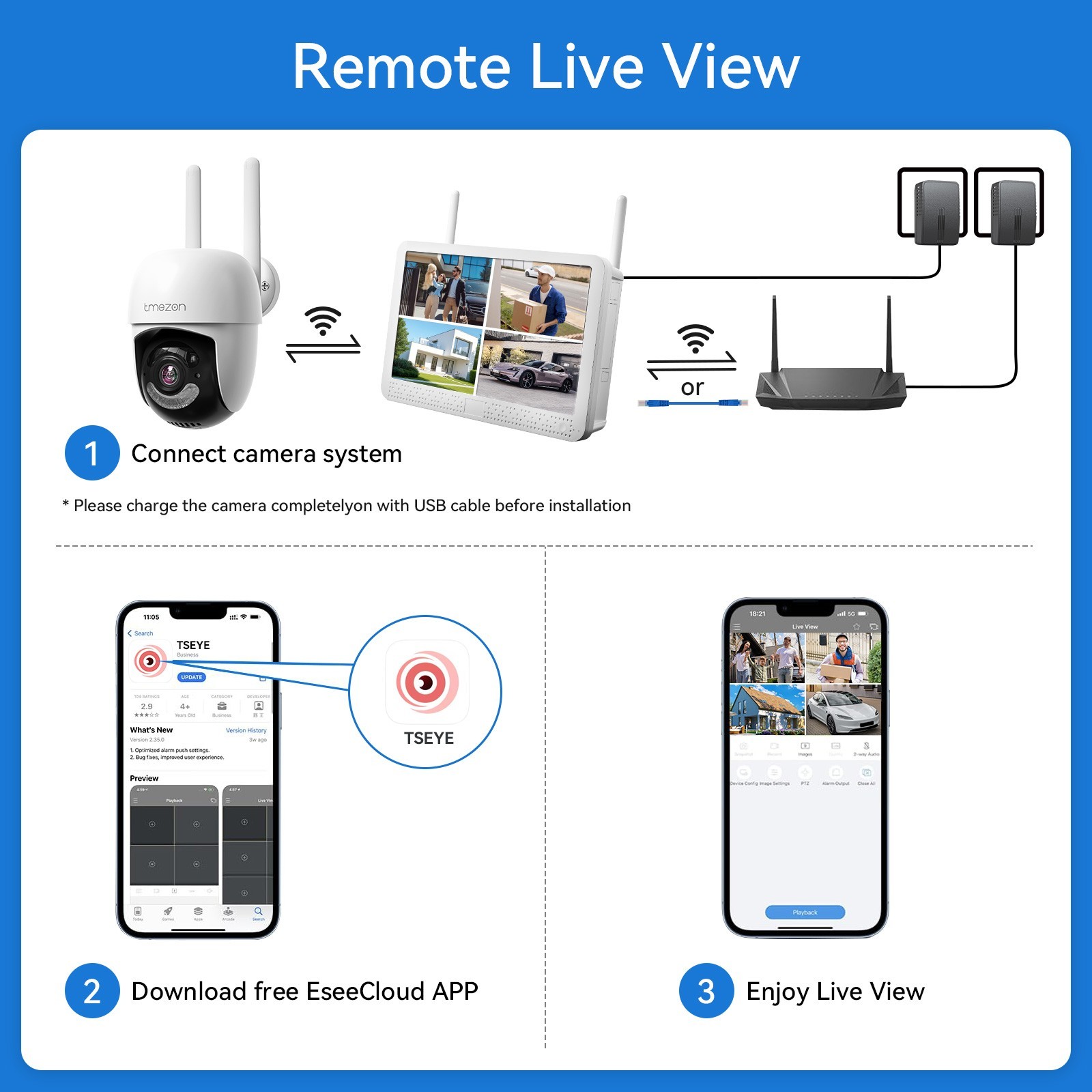8MP Wireless Security Camera System WiFi Outdoor IP 10CH NVR with 12''Monitor