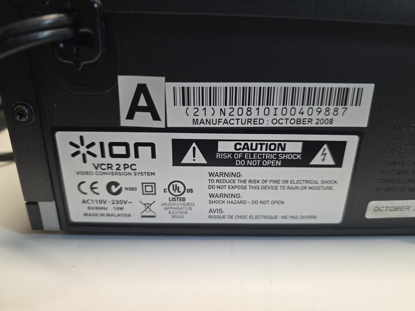 ION VCR 2 PC VHS Video to Computer Conversion System Digital Transfer