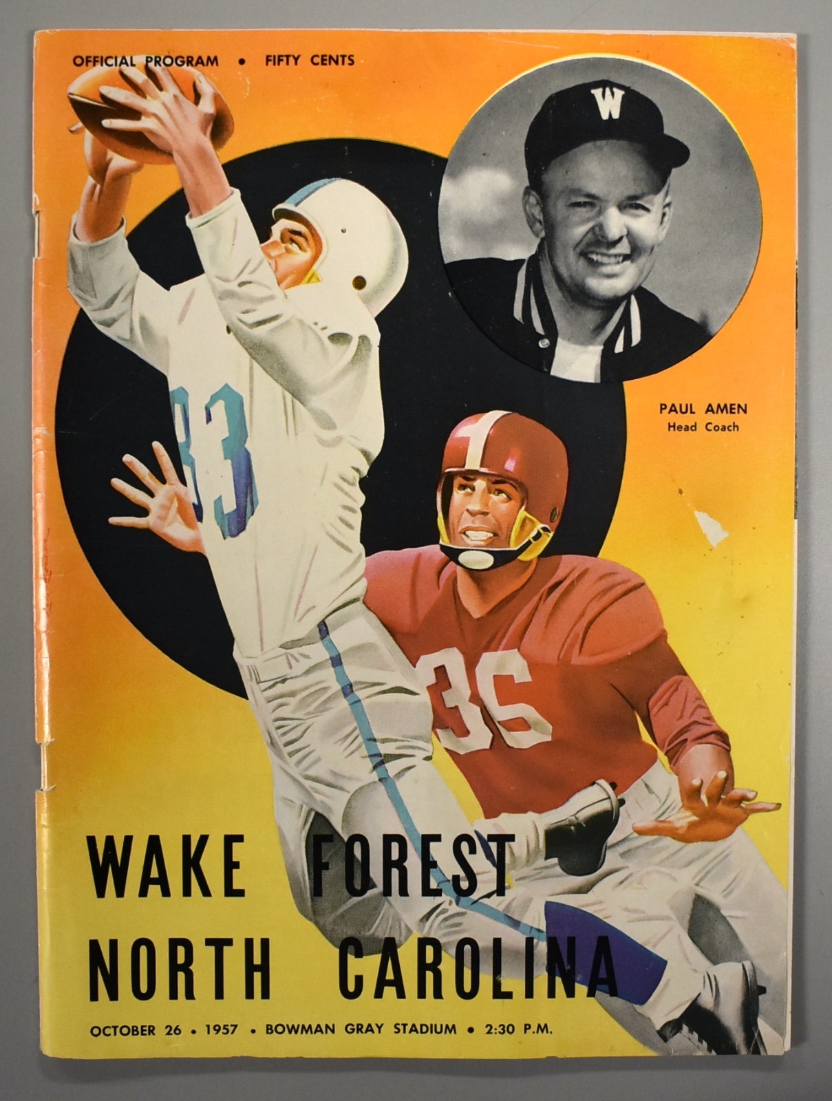 Wake Forest vs North Carolina October 26th 1957 Official Game Program Football