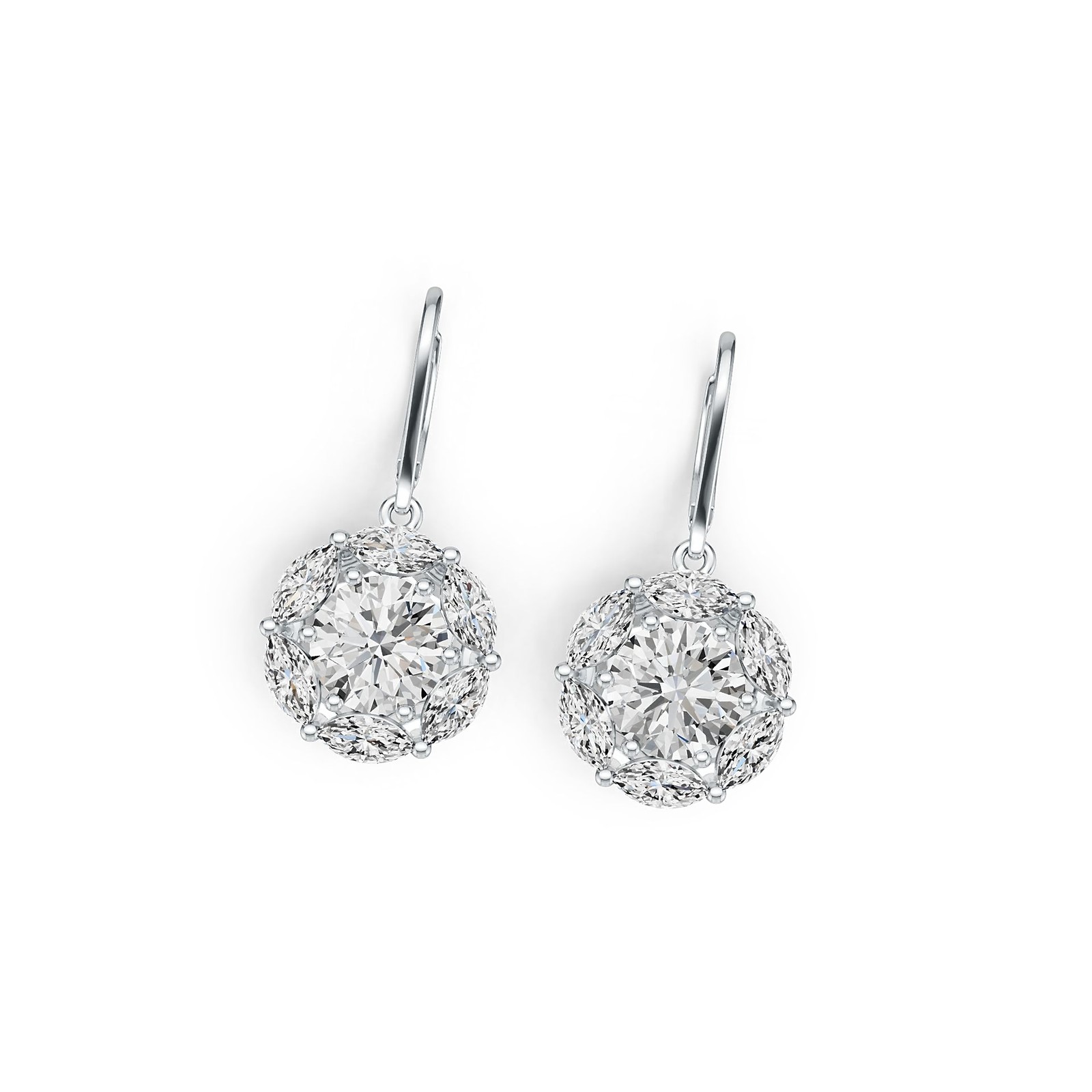 Sterling Silver Semi Mount Earrings Setting Round RD 8X8mm MQ 6X3mm
