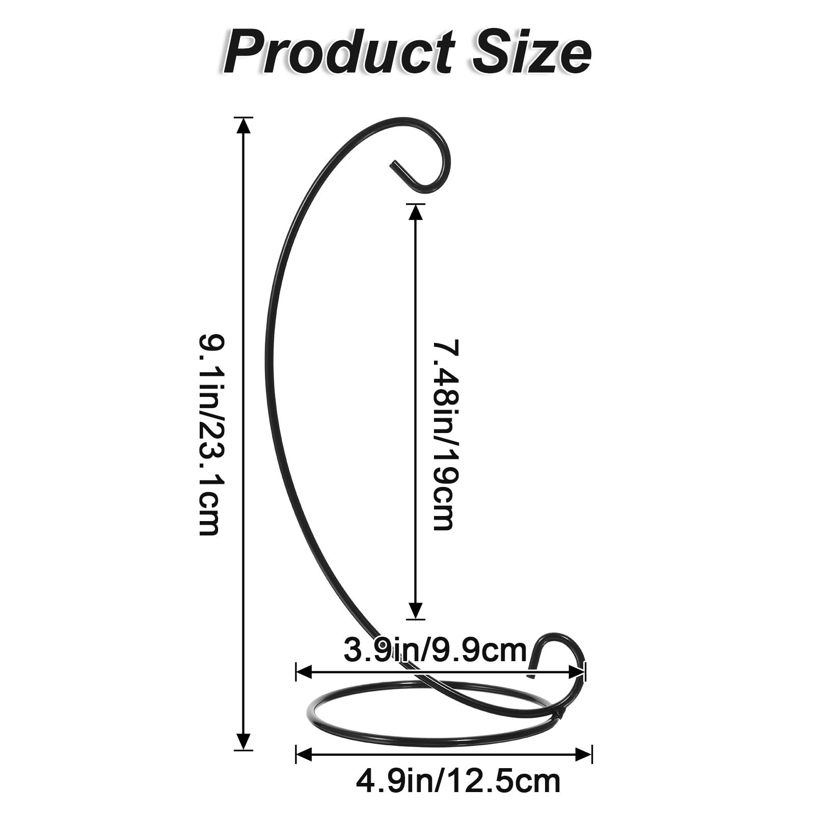 12 Pack Ornament Display Stands, 9.1 Inch Black Iron Hanging Hook Rack Holder...