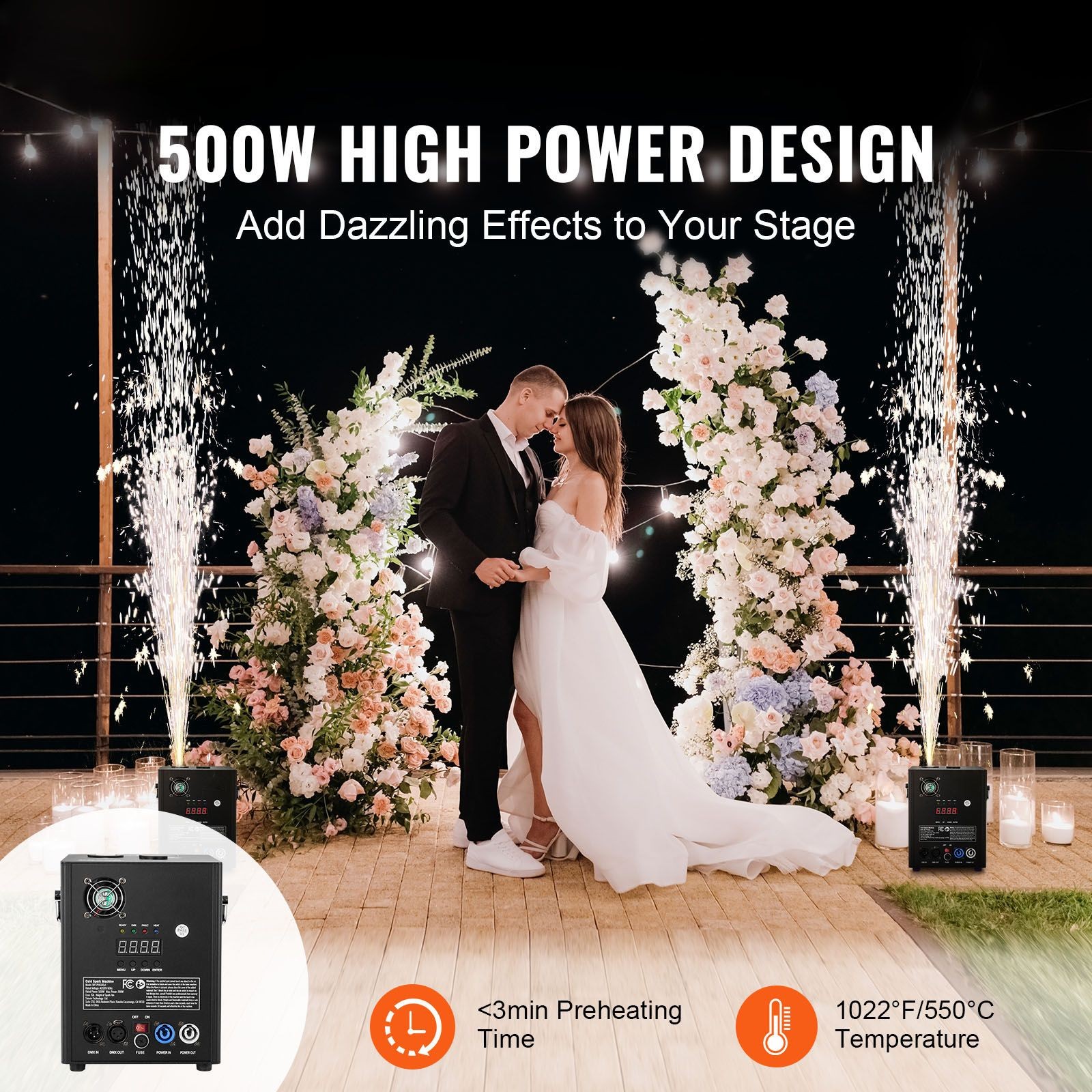 500W DMX Fireworks Controller, 6.6-13ft Adjustable Height, LED Screen