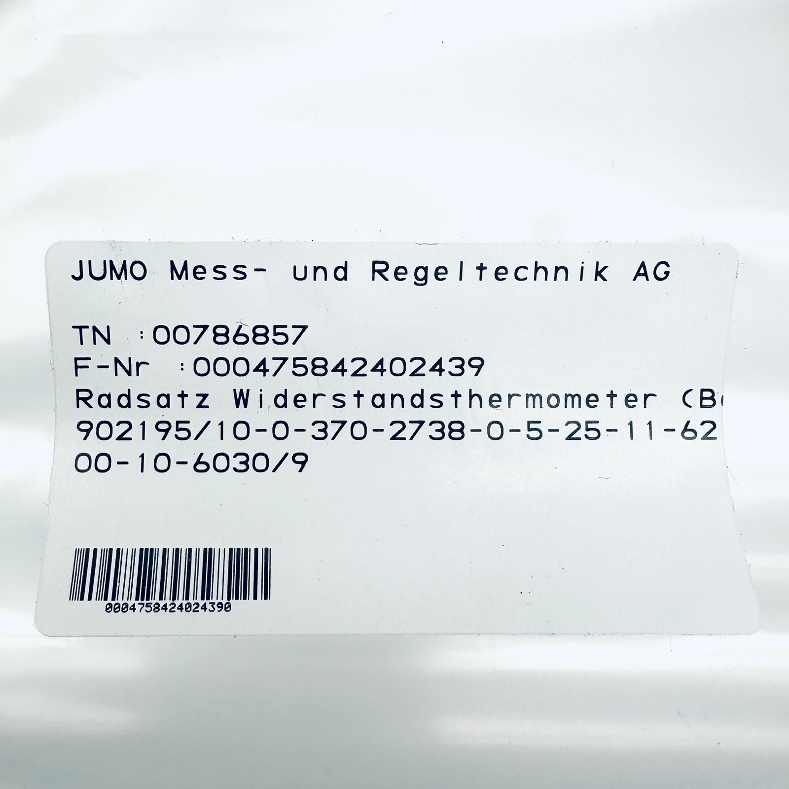 New Jumo 00786857 Resistance Thermometer