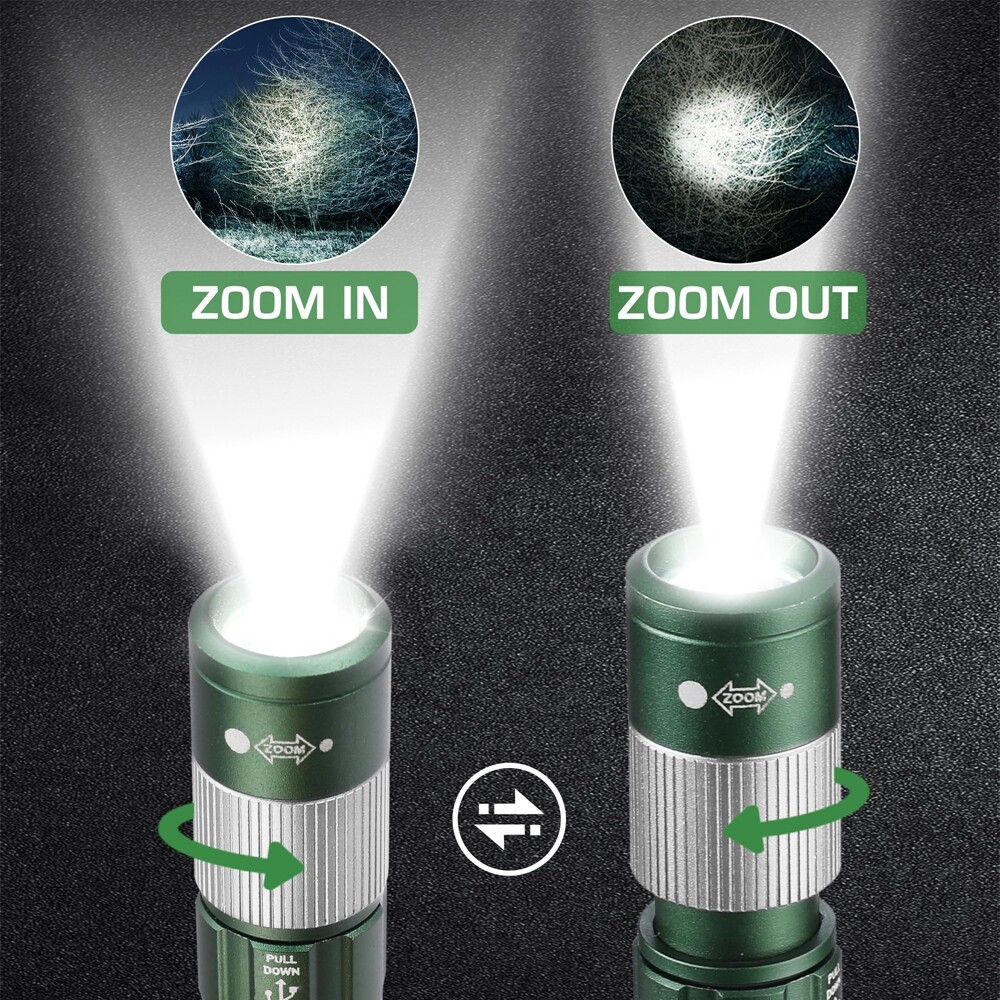 EverBrite 300LM Pen Light Rechargeable LED Pen Flashlight Zoomable w/USB-C Cable