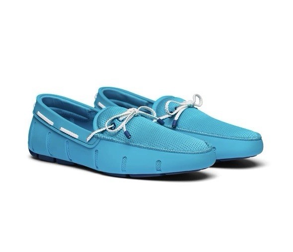 SWIMS Mens Loafers, Braided Lace Shoes for Men, Casual Beach Loafer. Cerulean,15
