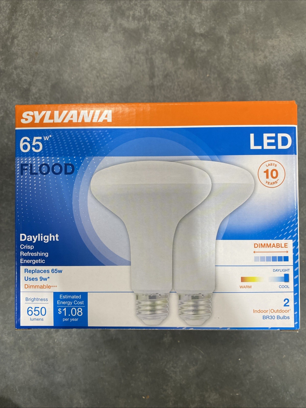 LED Bulb, Flood/Spotlight, BR30 Lamp, 65 W Equivalent, E26 Lamp Base, Dimmable