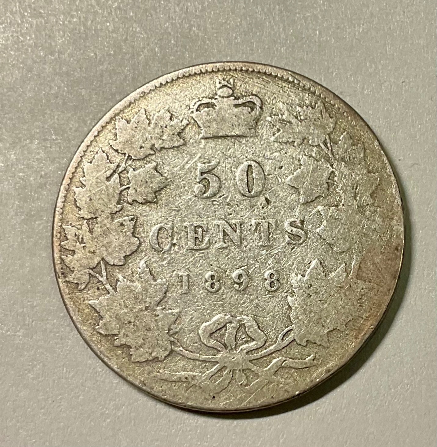 1898 CANADA 50 Cents Victoria Low grade better date collector coin