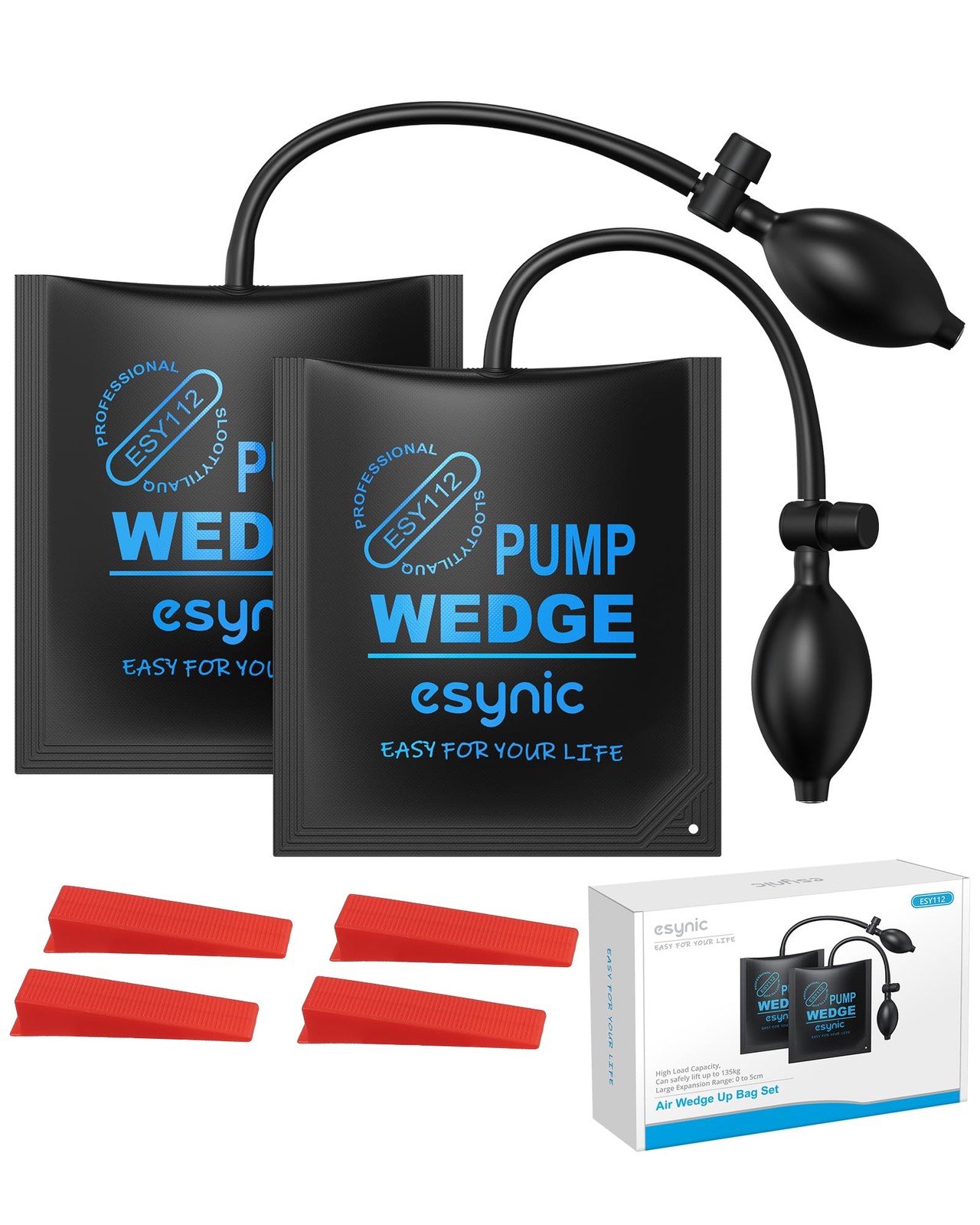 eSynic 2-Pack Air Wedge Bags-300LB/136KG About 17 * 15 cm (L*W), Black