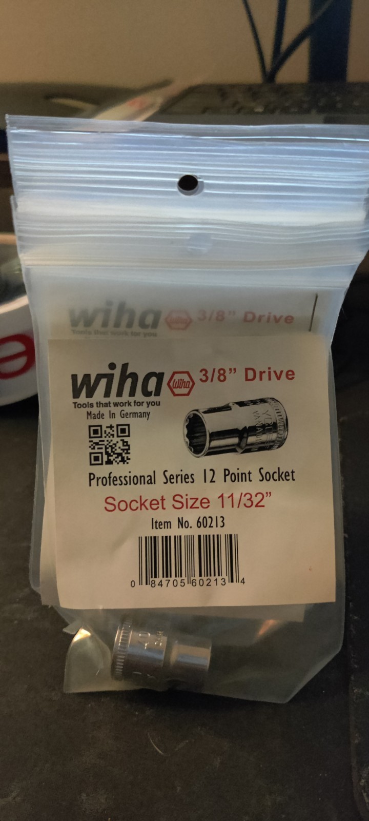 Wiha Heyco 60213 12-Point Inch Socket, 3/8" Drive, 11/32" x 1.0"