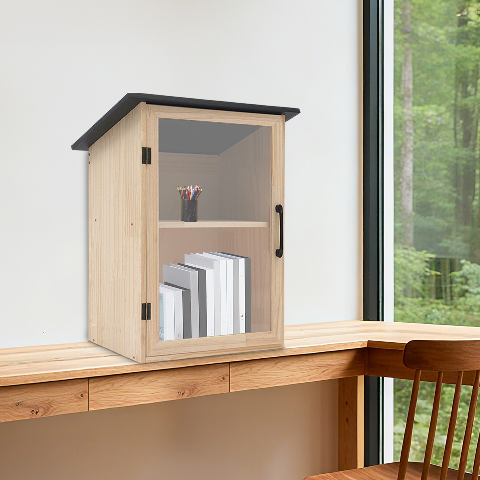 2-Tier Books Storage Box Newspapers Organizer Cabinet for Sharing