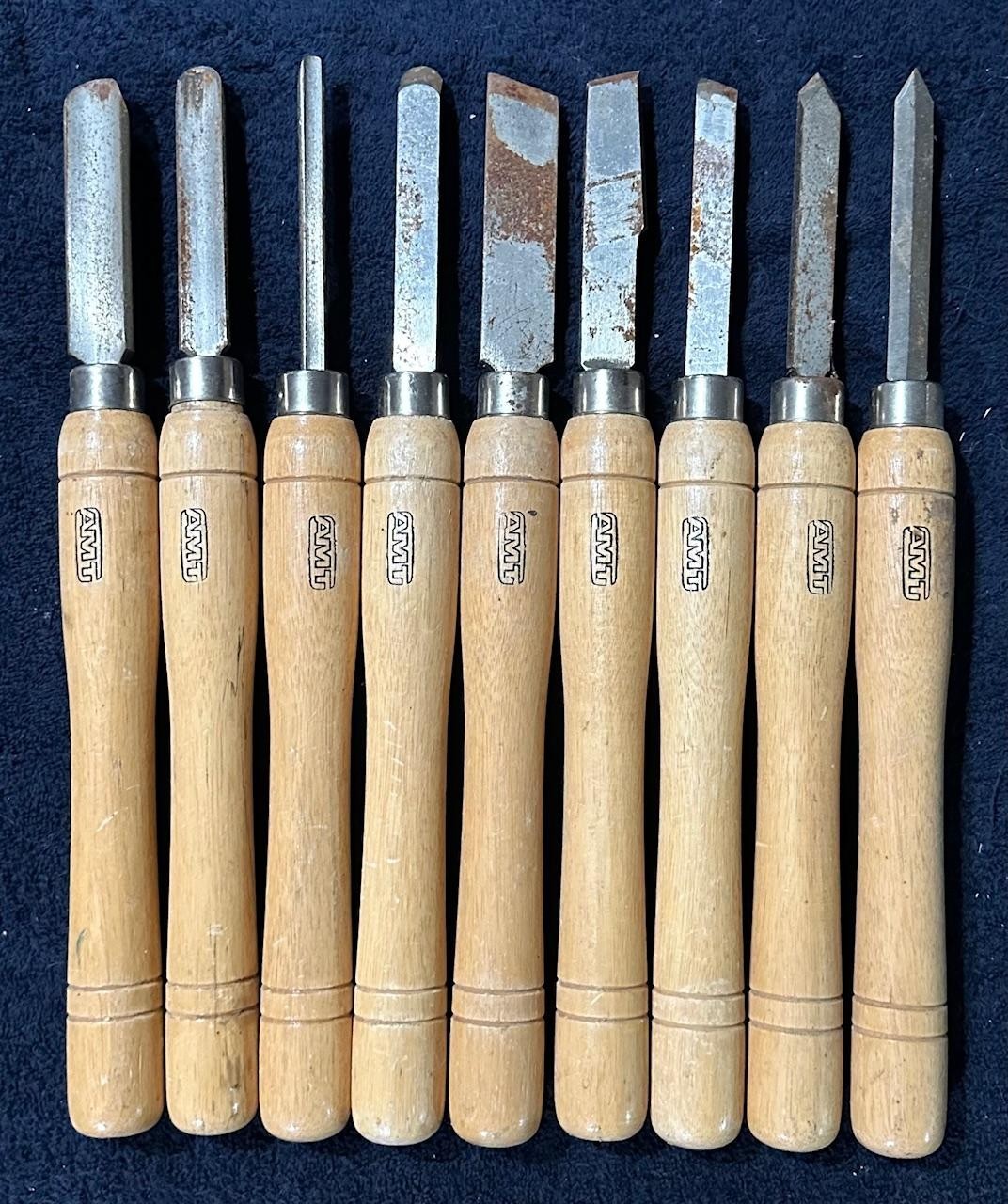 9 AMT Wood Turning Chisels Gouges Wood Carving Lathe - 14" Long