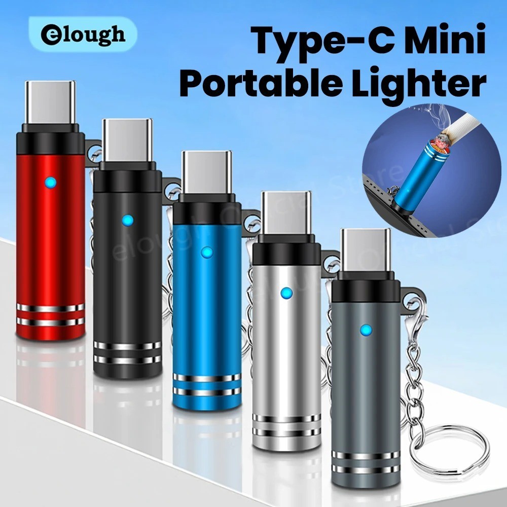 USB C Electric Cigarette Lighter Mini Air Blowing Safety Flame Free Igniter
