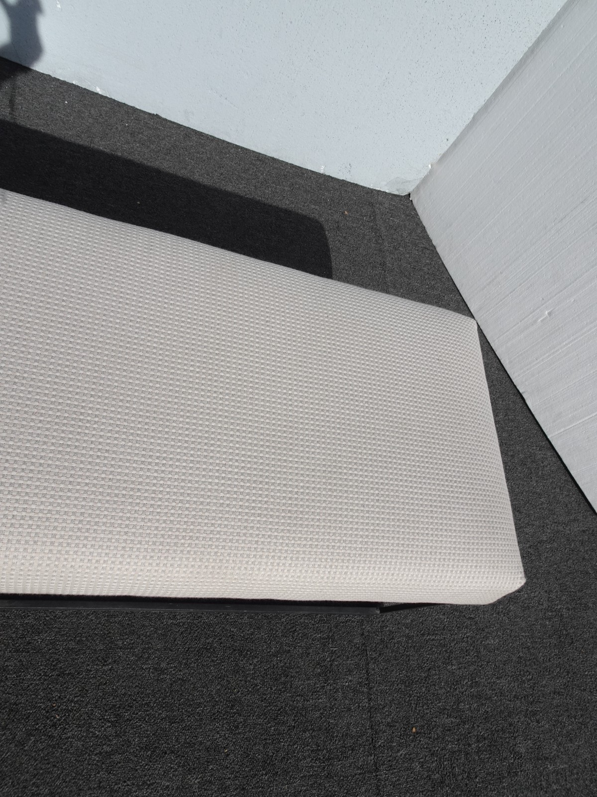 Modern White Bed Side Bench with Iron Base & Designer Fabric