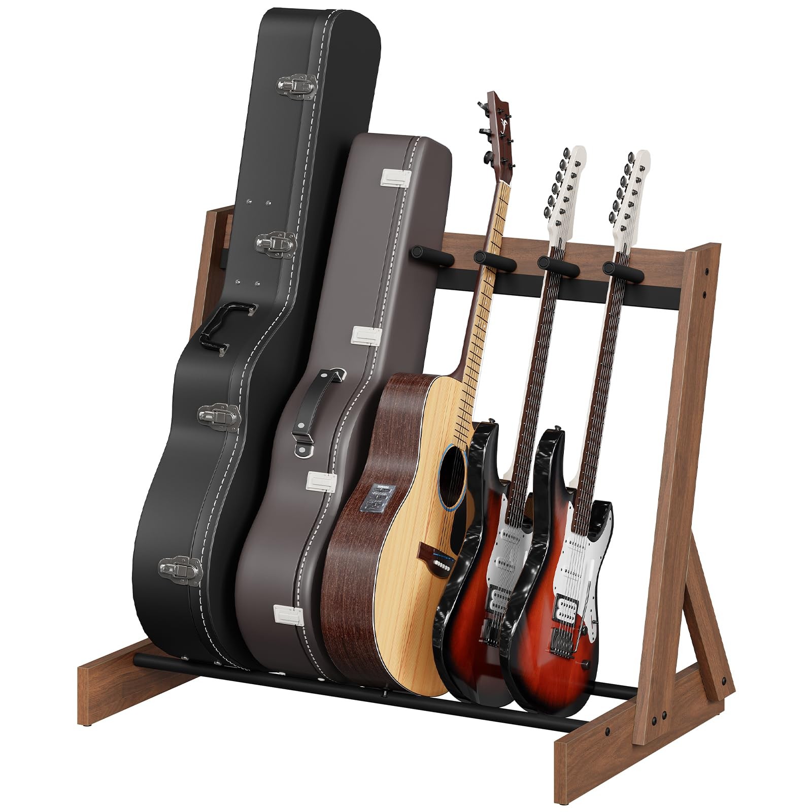 Guitar Stand, Hardwood Guitar Rack for Multiple Instruments, Multi-Guitar Sto...