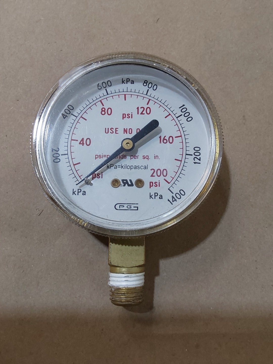 GPG 0-200 PSI / 0-1400 kPa Pressure Gauge (Brass)