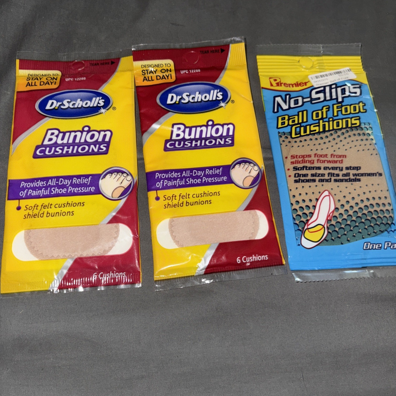 NEW 2 Pack Dr Scholls BUNION Cushions 6 Ct each (12 total) Stays on All Day Plus