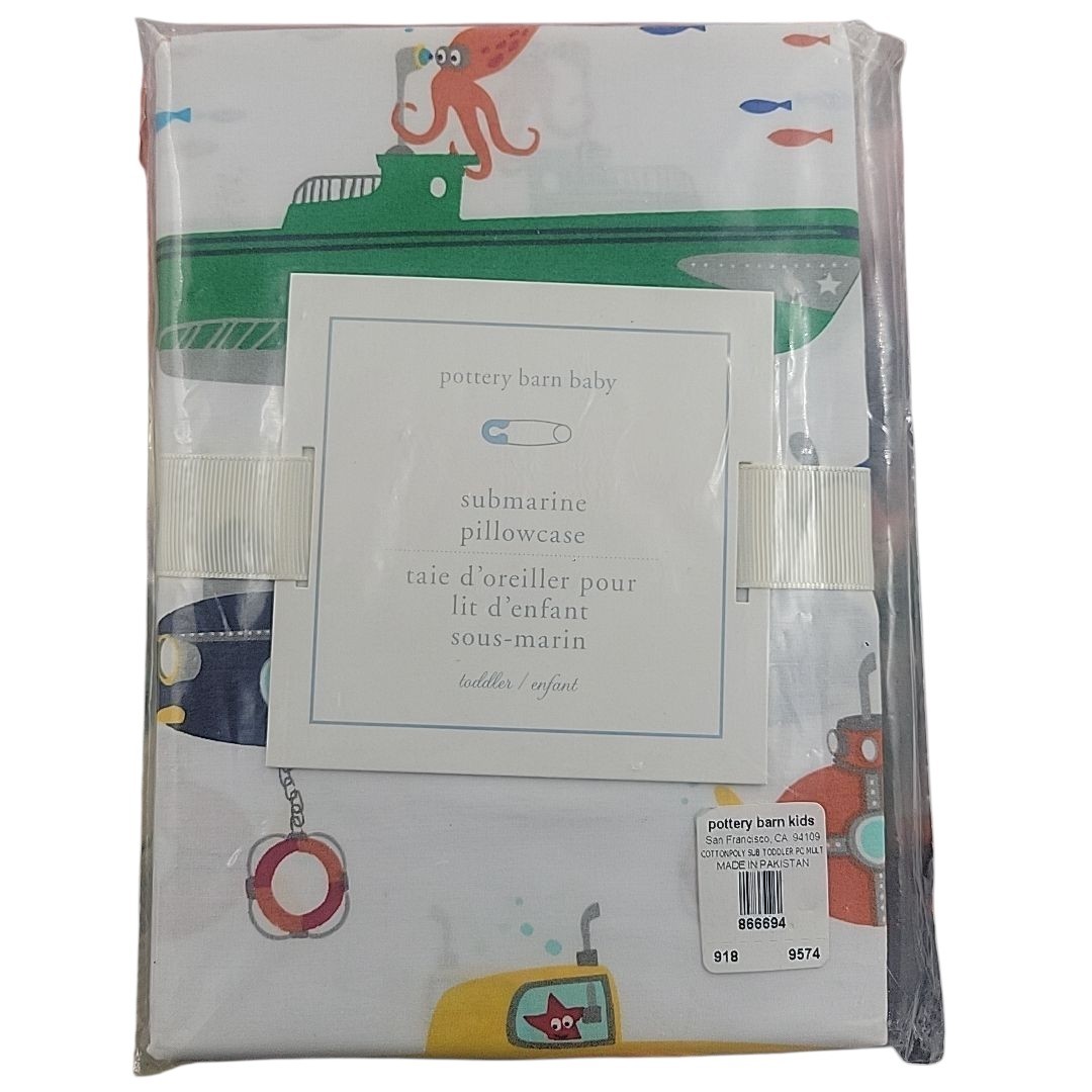 Pottery Barn Kids Baby SUBMARINE Pillowcase 100% Cotton 16" X 24"