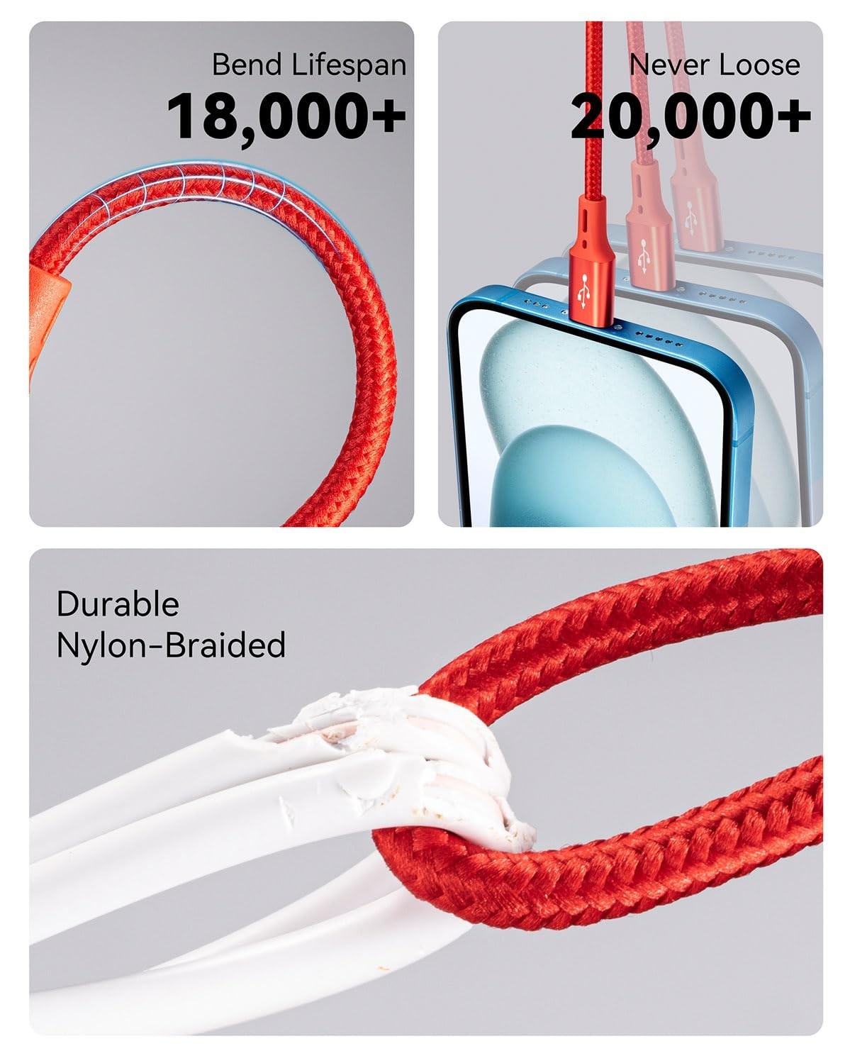 1Ft Multi Charging Cable Short Multi Charger Cable 3 in 1 Braided Unive..
