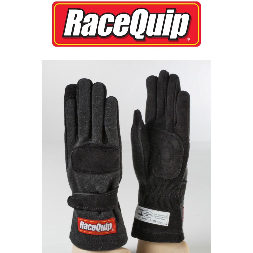 RaceQuip 355 Series Nomex Youth Race Gloves SFI 3.3/5 - Black Kids Medium/9 Kids