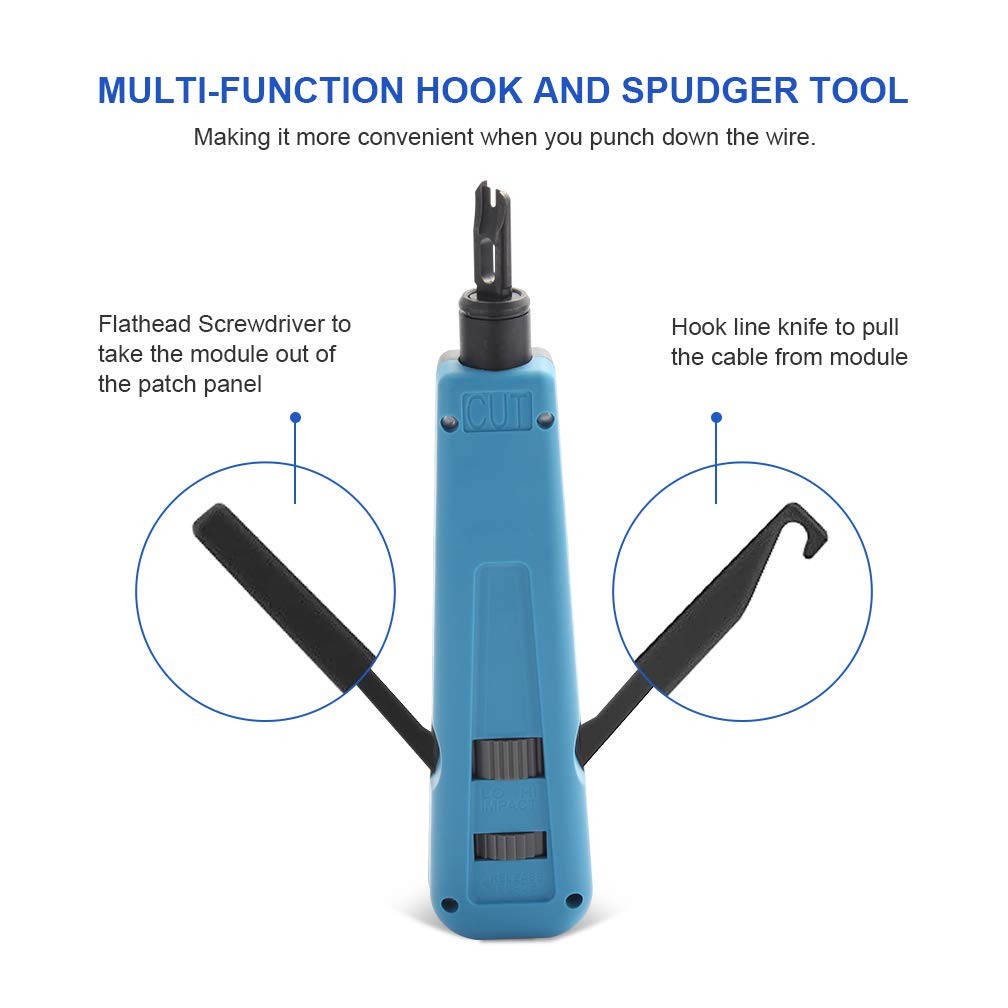Punch Down Tool with 110/88 Blade & Network Wire Stripper, Multifunction Hook...