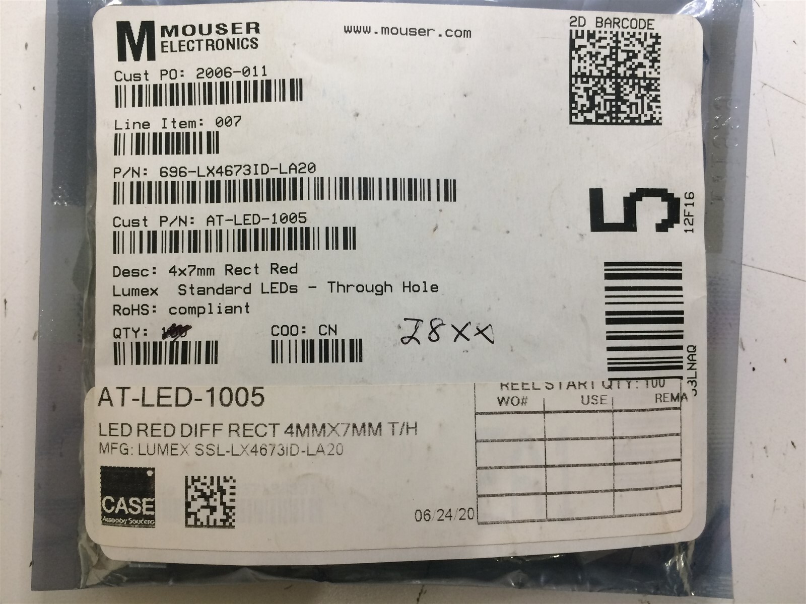 SSL-LX4673SRD-LA20 LMX LED RED DIFF RECT 4MMX7MM T/H ROHS 14 PIECES