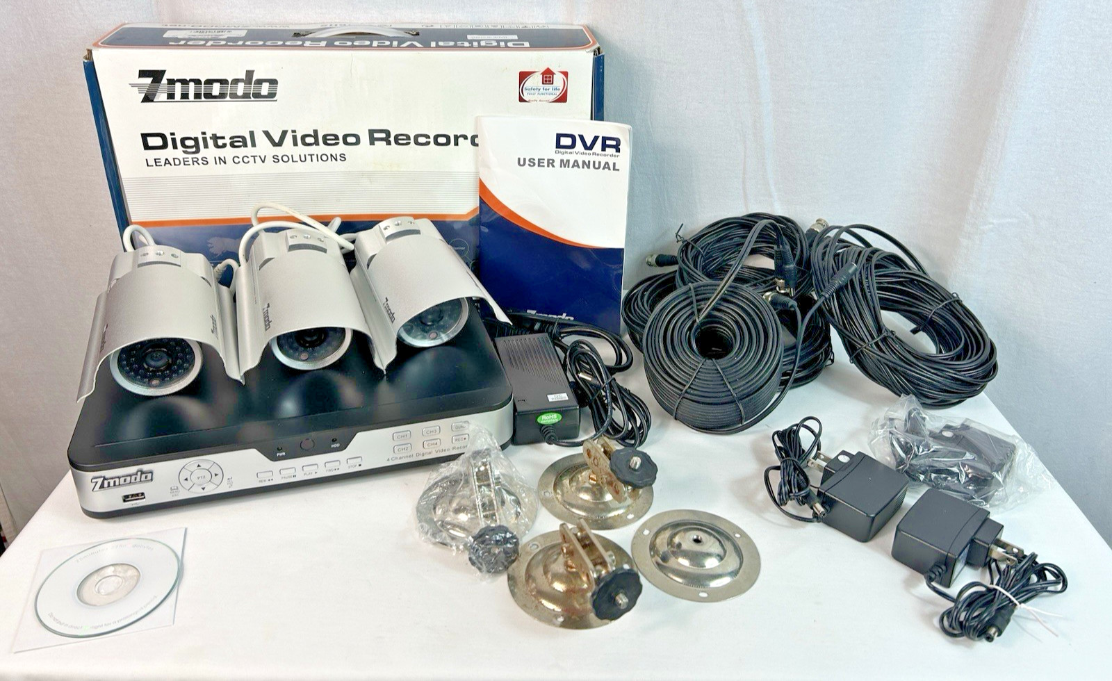 Zmodo 4 CH DVR 500GB Surveillance Security System - DVR, Cameras, Mounts & Cable
