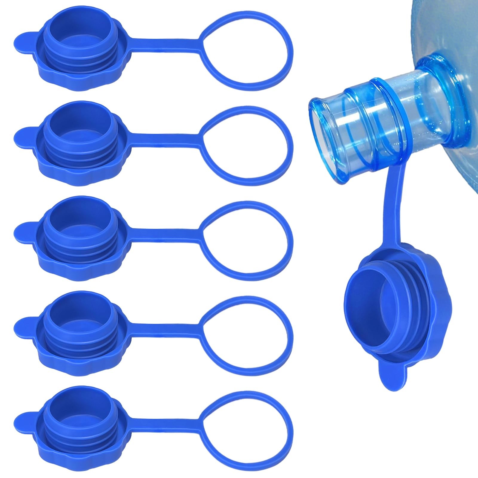 Water Jug Caps 55mm 5 Gallon Reusable Silicone Spill Proof Lids 5 Pack