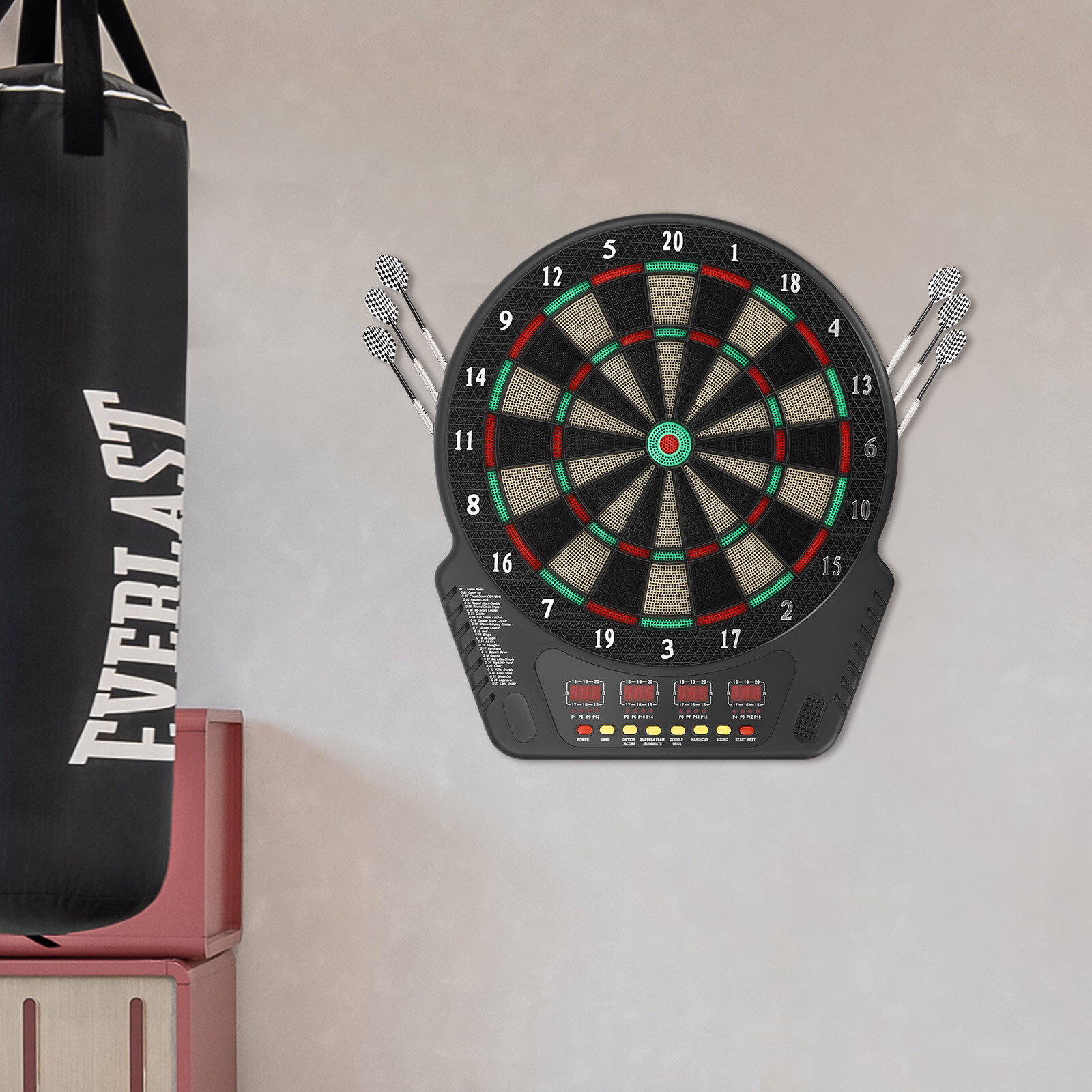 8 Levels Electronic Dart Board Wall Mounted Innovative Dart Machine w/ 6 Darts