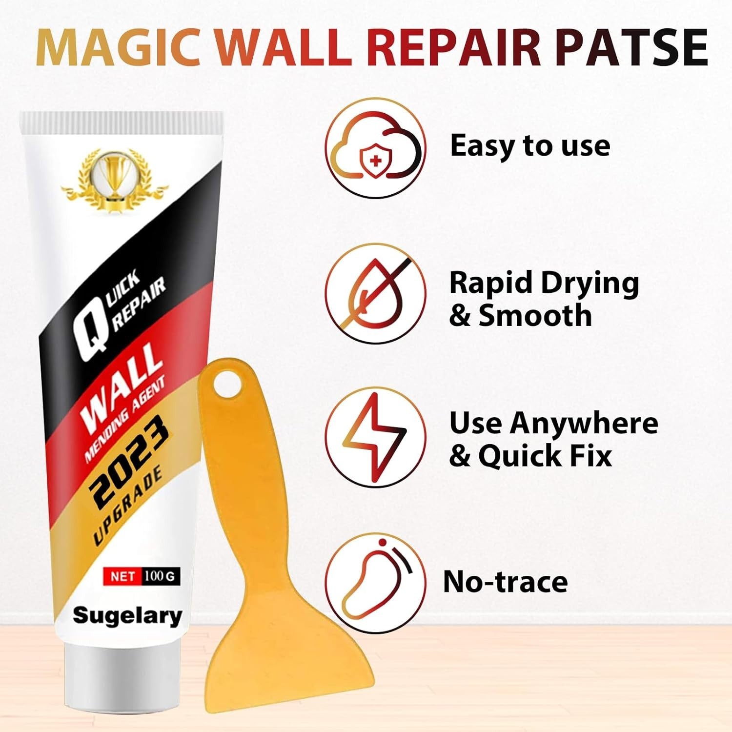 Drywall Patch Repair Kit Wall Spackle Paste Scraper Quick Fix Home Use